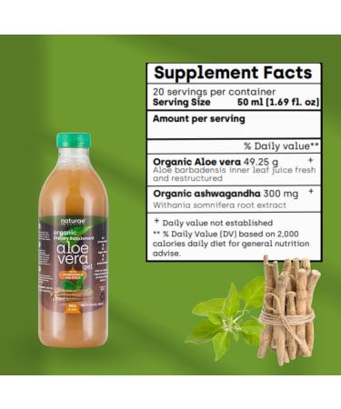 Naturae Healthy Organic Aloe Vera Juice- Aloe Supplement for Digestive Wellness and Immune System Boost- With Ashwagandha & Stevia Cold-Processed from Fresh Leaves 33.8 fl oz 1 Unit - Buy Online on GoSupps.com