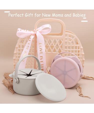 Orzbow Silicone Snack Pots for Toddlers - No-Spill Cups with Lid & Handle - BPA Free - Dishwasher Safe - 2 Pcs Pink & Beige - Buy Online on GoSupps.com