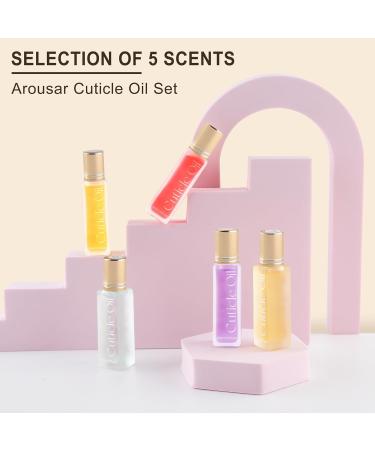 Arousar Cuticle Oil 5pcs 10ml Nail Oils Set Rollerball Applicator for Nails Natural Cuticle Care Kit Essential Oils for Nails Smoothing Nourishing and Moisturizing Sweet Almond B-Almond/ Vanilla/ Honey Milk/ Rose /Lavender - Buy Online on GoSupps.com