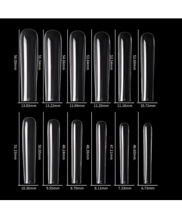 504 Pcs Upgrade 3XL Tapered Square Full Cover Nail Tips - Clear XXXL Extra Long Straight Tips for Acrylic Nails - EJIUJIUO No Curve Nail Tips - 12 Sizes Included - Buy Online on GoSupps.com
