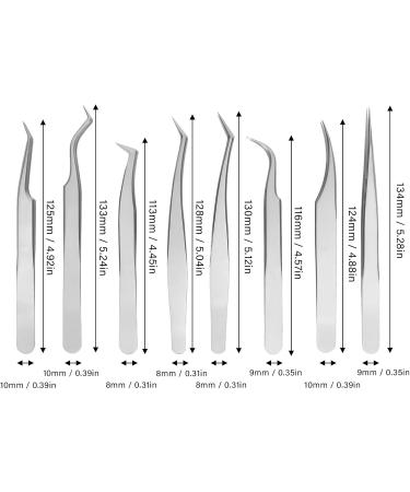 8PC Stainless Steel Eyelash Tweezers Set - Ergonomic Design Fine Pointed & Portable Makeup Tools for Eyelash Extension - Buy Online on GoSupps.com