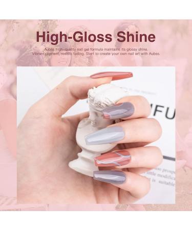 AUBSS Autumn Gel Nail Polish Set - 6 Popular Pastel Colors for Autumn & Winter - Soak Off LED Lamp Kit for DIY Manicure - Great Gift for Home Collection - Grey Pink Nude - Buy Online on GoSupps.com