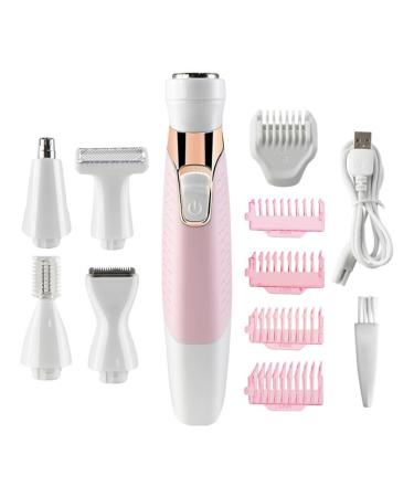 Electric Razor for Women 5 in 1 Lady Shaver for Eyebrow Razor/Nose Hair Trimmer/Public Bikini Trimmer/Facial Body Leg Hair Removal Wet and Dry Use Women Shavers with USB Rechargable