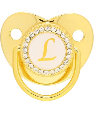 Hyuduo Golden Baby Pacifier - Personalized Curved Design Safe Materials 26 Letters Bling Newborn Essentials with Clips for 6-18 Months - Buy Online on GoSupps.com