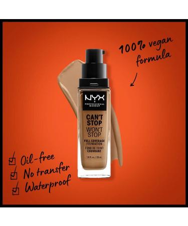 NYX Can't Stop Won't Stop Golden 13 Full Coverage Foundation - Waterproof, Vegan Formula, Matte Finish - Buy Online on GoSupps.com