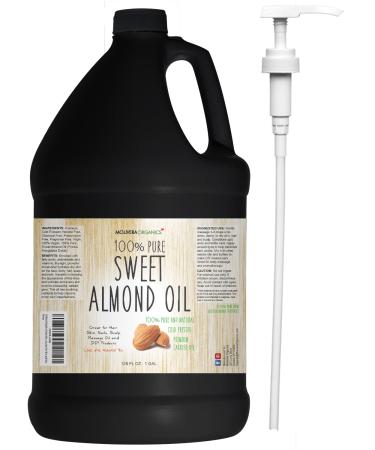 Molivera Organics Sweet Almond Oil 1 Gallon (128oz). 100% Pure and Natural, Cold Pressed Moisturizer for Skin and Hair