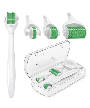 Derma Roller Skin Dermaroller Microneedle: Skin Rollers Micro Needle Kit 0.25mm Microdermabrasion Microneedling for Body Face Skin Hair Growth Scalp Microderm Needling Dermarolling for Face Green