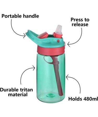 Flintronic Sippy Cup 480ML Kids Drink Bottle - Leak-Proof, Shatter-Proof, BPA-Free - Green (Brush Included) - Buy Online on GoSupps.com