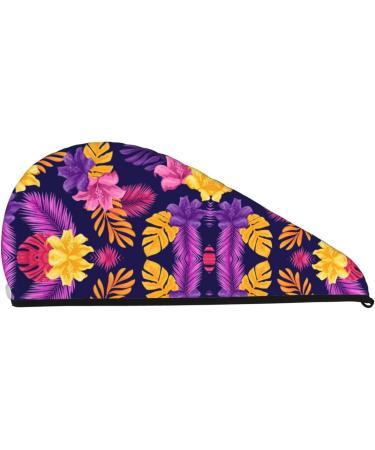 Purple Flower Microfiber Hair Towel - Soft Super Absorbent Quick Dry Wrap for Long Curly & Thick Hair - Buy Online on GoSupps.com