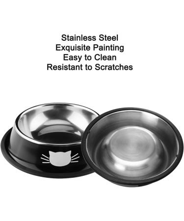 Domi Pro Non-Slip Stainless Steel Cat Bowls Set in Gray & Black - Ideal for Food and Water - Kitten Friendly (Black) - Buy Online on GoSupps.com
