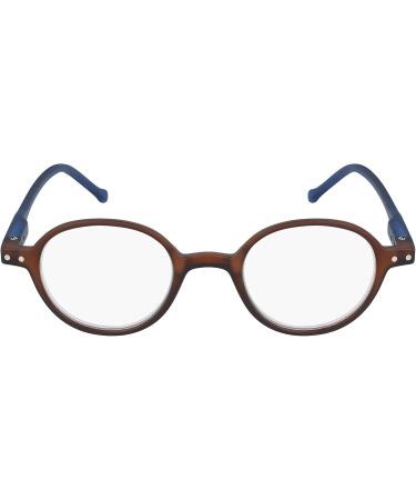 Silac Unisex Reading Glasses - Brown & Blue 7500 Round Retro Style - Lightweight & Comfortable +2.50 - Buy Online on GoSupps.com