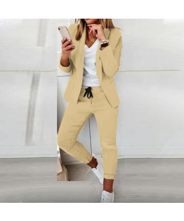 2 Piece Outfits for Women UK Sale Clearance Stretch Blazer Jackets with Slim Fit Trouser Pants Suits Sets Slim Fit Casual Office Blazer Set 11-sasnx-c-khaki S - Buy Online on GoSupps.com