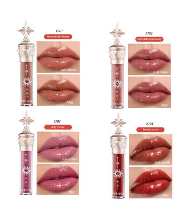 Pakivs 8-Piece Mirror Water Gloss Lip Gloss Set - Moisturizing Lip Stain with Star Stick Design - Buy Online on GoSupps.com