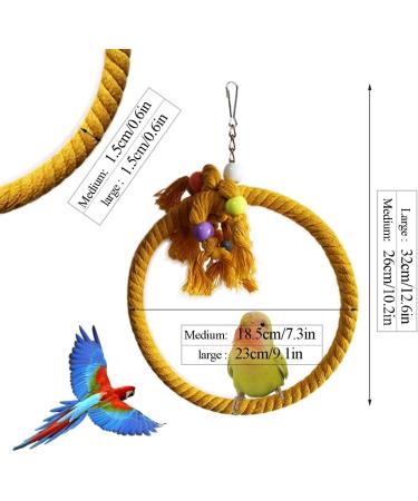 2 PCS Kuivoo Bird Swing Cotton Rope Ring Bird Parrot Perches for Cage Cage Hanging Bite Resistance Toys Bird Stand Soft Ring Bed for Budgie Cockatiel Canary Parakeet Love-bird Conures Medium - Buy Online on GoSupps.com