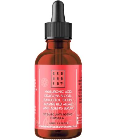 Grounded Hyaluronic Acid Serum | Anti Ageing Face Solution | Instantly Targets Wrinkles Fine Lines & All Signs of Ageing | Formulated with Dragons Blood & Marine Collagen | Pure Natural Skincare 50mL - Buy Online on GoSupps.com