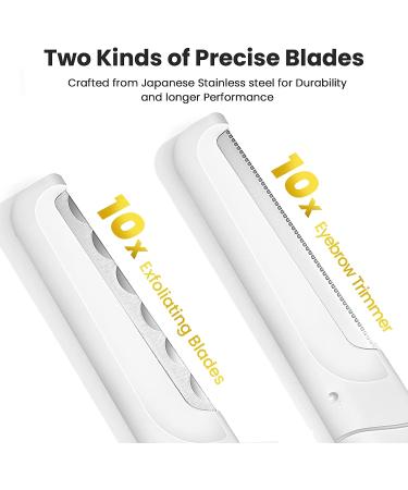 Dermaplaning Tool with 20 Replaceable Blades | Facial Shaver, Eyebrow Razor, Peach Fuzz Removal | Easy-to-Use Dermaplaner for Women - Buy Online on GoSupps.com