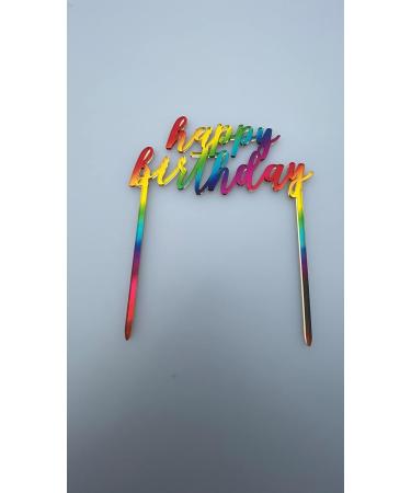 Rainbow Happy Birthday Cake Topper Acrylic Birthday Cupcake Topper Cake Pick Decorations for Birthday Party Cake Desserts cup cake topper - Buy Online on GoSupps.com