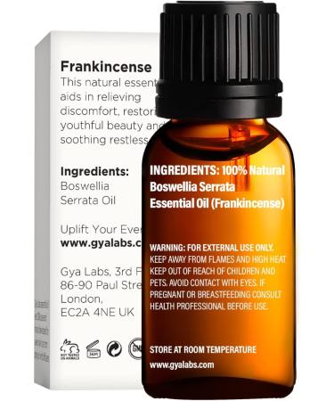 Gya Labs Pure Frankincense Essential Oil - 100% Natural, Therapeutic Grade for Pain Relief, Skin Care & Aromatherapy - 0.34 fl oz - Buy Online on GoSupps.com