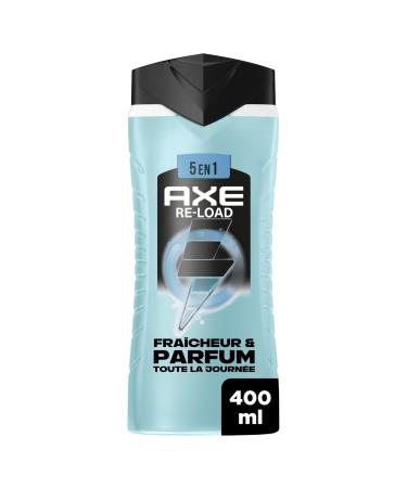 AXE - Gel Douche Homme 5en1 - Re-Load - 24h Hydratant - 87% d'Ingr dients d'origine naturelle - parfum frais & vivifiant - 400ml 400 ml (Lot de 1) Axe GD Supreme Reload 400ml