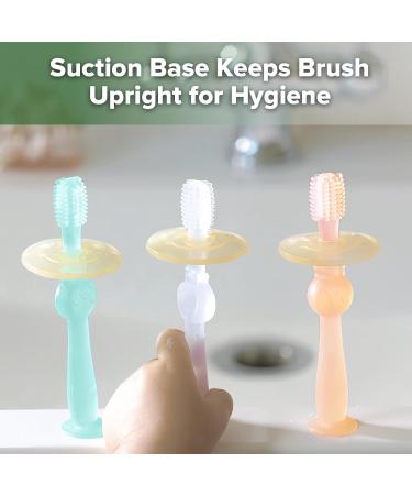Haakaa Baby Toothbrush - 360 Food Grade Silicone Baby Toothbrush for 6M+ with Shield & Base Design (Blue) - International Shipping Available - Buy Online on GoSupps.com