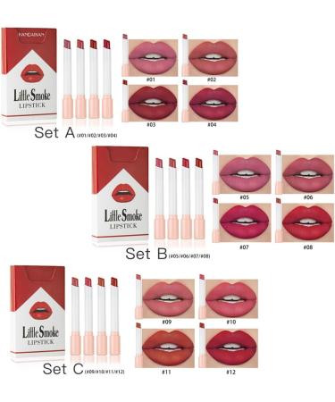  HADAVAKA Matte Lipstick 4 Shades - Moisturizing and Velvety Set Long-Lasting Waterproof with Nourishing Heart (A) - Buy Online on GoSupps.com