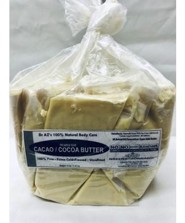 5Lbs RAW Cocoa Butter/Cacao BUTTER Organic Unrefined Natural 100% Pure Prime Cold Pressed Virgin Fresh by GREENandORGANIC