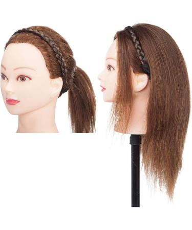 Headband Hair Braid Natural Looking Synthetic Hair Piece Extension Highlighted Plaited Braids Elastic Stretch Hairpiece Women Girl Beauty Accessory - Maroon & Ash Brown - Buy Online on GoSupps.com