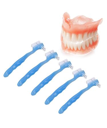 5-Part Prosthesis Removal Brush Set | Professional Portable Double-Sided Denture Care Brush (Blue) - Buy Online on GoSupps.com