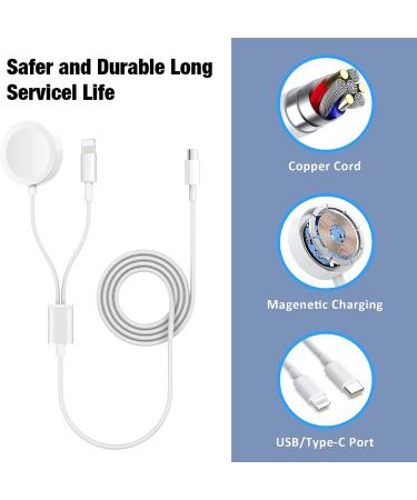 20W PD Magnetic USB C Watch Charger for iPhone & Apple Watch | 2 in 1 Portable Cord - White | Compatible with iWatch Series 8 7 6 SE 5 4 - Buy Online on GoSupps.com