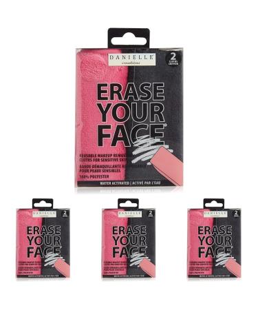 ERASE YOUR FACE Re-usable Makeup Removing Cloth Pink/Black 8 pack Pink/Black 1 Count (Pack of 8)