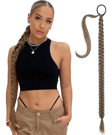 Ponytail Extension Braid Long Braid Ponytail Extension with Hair Tie 80CM Long Straight Wrap Around Ponytail Hair Extensions Natural Soft Synthetic Hairpieces for Women dark brown - Buy Online on GoSupps.com