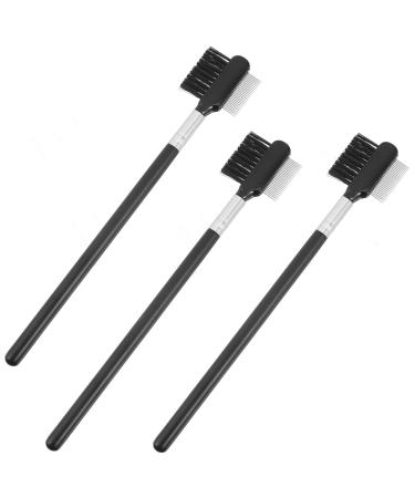 FRCOLOR 3pcs Double Head Eyebrow Comb Eyelash Comb Curler Mascara Curler Brush Eyelash Brush Comb Brow Brush Comb Hair Brush Eyebrow Grooming Brush Makeup Tool Modify Bamboo Double Brush