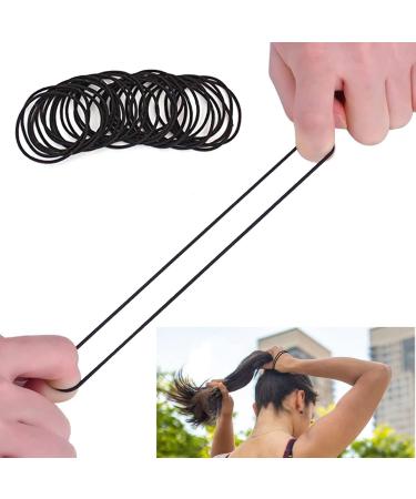 Elastic Hair Bands 2mm (50 Pieces) - No Metal Ponytail Holders for Women, Men, Kids - Black - Buy Online on GoSupps.com