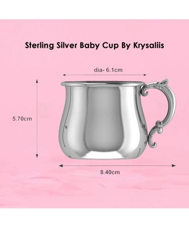 Krysaliis Silver Plated Bulge Baby Cup with Victorian Handle | Engravable Personalized Keepsake Gift | Premium Gift Box - Buy Online on GoSupps.com