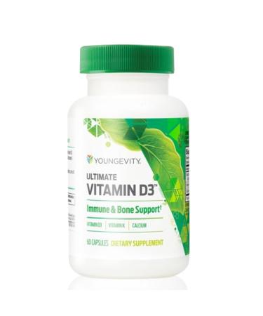 Youngevity Ultimate Vitamin D3 5000 IU with K2 High-Potency Vitamin D3 Vitamin K2 and Calcium Supplement for Immune Support Bone Density and Heart Health 60 Capsules