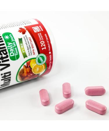 Nutridom Daily Multivitamin 120 Tablets Supplement with Vitamin A Vitamin C Vitamin D Vitamin E and Zinc for Immune Health Support B12 Calcium & more Easy to digest with enzyme Made in Canada Non-GMO by Nutridom - Buy Online on GoSupps.com