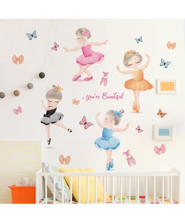 OOTSR Black Girl Inspirational Butterfly Wall Decals - Positive Bedroom Art for Girls - Ballerina Baby Girls Wall Stickers - Buy Online on GoSupps.com