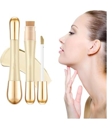 2 in 1 Anti-Wrinkle Foundation, Liquid Concealer with Brush, Double Head Concealer, Long Lasting Waterproof Concealer, Easily Create Nude Makeup