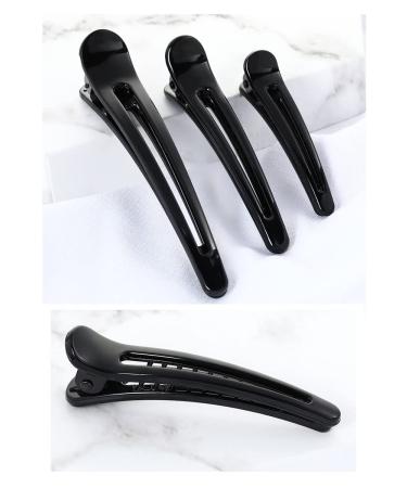 12 Large Duck Hair Clips Set for Hairdressing - Black Crocodile Clamps for Salon & Sports - 3 Sizes Included - Buy Online on GoSupps.com