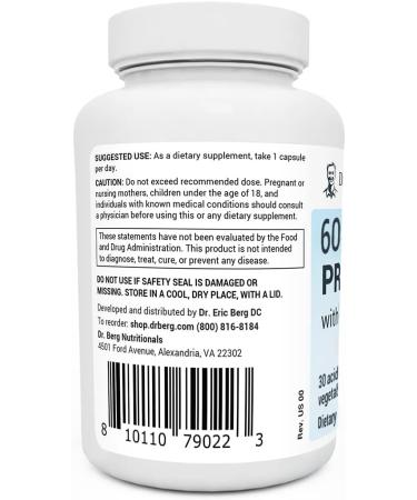 Dr. Berg's 60 Billion Probiotic Capsules: Digestive Health with 10 Prebiotics and Probiotic Strains - 30 Veg Caps - Buy Online on GoSupps.com