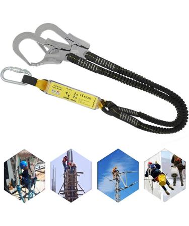 Buy Fall Protection Climbing Belt - Elastic Double Safety Line & Alloy Steel Carabiner for Tree Climbing & Mountaineering - Buy Online on GoSupps.com