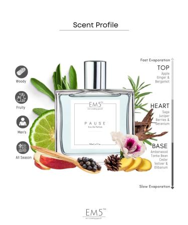 EM'5 Pause Perfume for Men Strong and Long Lasting Spray | Aromatic Fresh Amber Fragrance | Eau de Parfum (EDP) | Luxury Gift for Him. - Buy Online on GoSupps.com