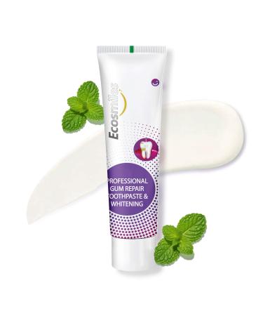 Ecosmiles Hydroxyapatite Toothpaste for Gum Health - Fluoride Free Formula Reduces Bleeding Gums & Gingivitis Repairs Enamel Whitens Teeth Soothes Sensitivity SLS Free Plaque Remover Mint 3.52oz