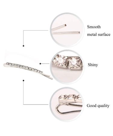 Rhinestone Bobby Pin Metal Hair Clips - 12 Pieces Clear Crystal Barrette Pins for Women and Girls - Buy Online on GoSupps.com