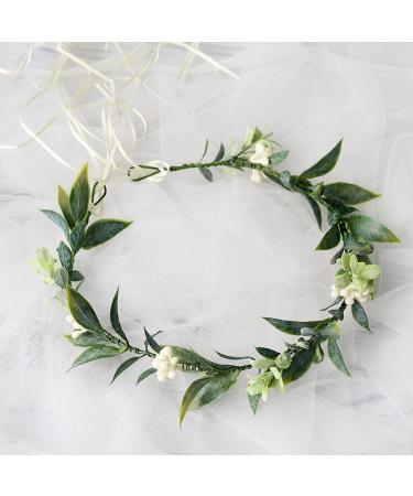 Merroyal Green Flower Crown Eucalyptus Crown Leaf Floral Crown Boho Wedding (Green) - Buy Online on GoSupps.com
