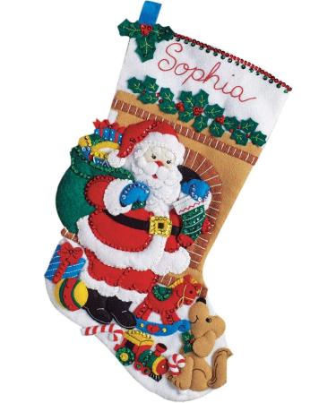 Bucilla Felt Applique Stocking Kit Santa's Visit - 18-Inch Size - Buy Online on GoSupps.com