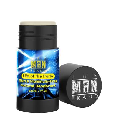 The Man Brand's Life of the Party Natural Deodorant for men - Mens Aluminum Free Deodorant - Natural Deodorant Baking Soda Free - All Natural Deodorant for Men (Life of the Party - 2.5 oz)