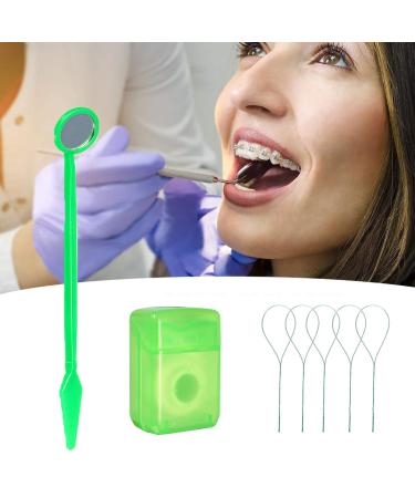 Orthodontic Braces Cleaning Kit - Portable Dental Travel Set with Interdental Brush, Dental Wax, Floss, Toothbrush Box - Green - Buy Online on GoSupps.com