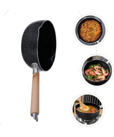 ABOOFAN 2pcs Maifan Stone Noodles Pan Iron Frying Pan Small Soup Pot Wok for Induction Cooktop Non Stick Frying Pan Cooking Pan with Lid Cooker Pan Wood Noodle Pot Wooden Handle - Buy Online on GoSupps.com