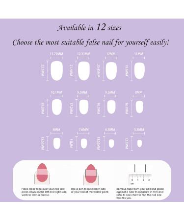 Colorful False Nails - 24pcs Short Acrylic Press On Nails with Glue|French Ballet Design for Women and Girls - Buy Online on GoSupps.com